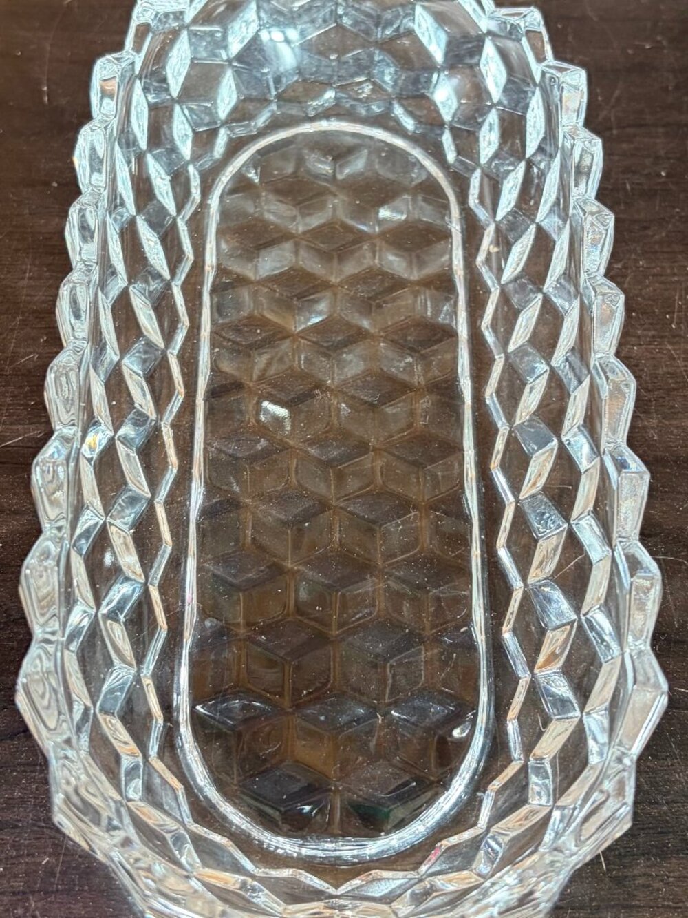 Vintage Fostoria American Clear Glass Oval Pickle, Celery, Relish Dish Diamond